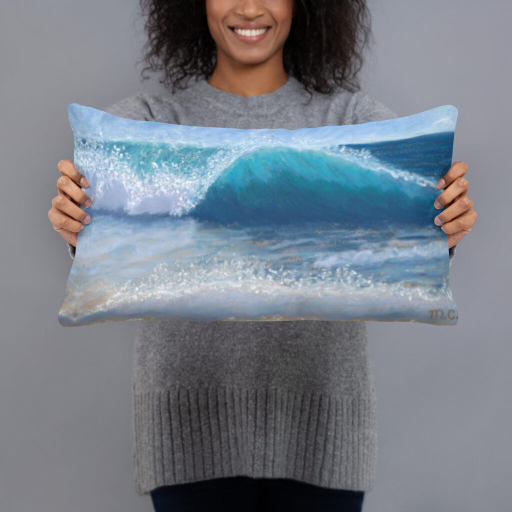 Wave of Comfort Pastel Painting Pillow