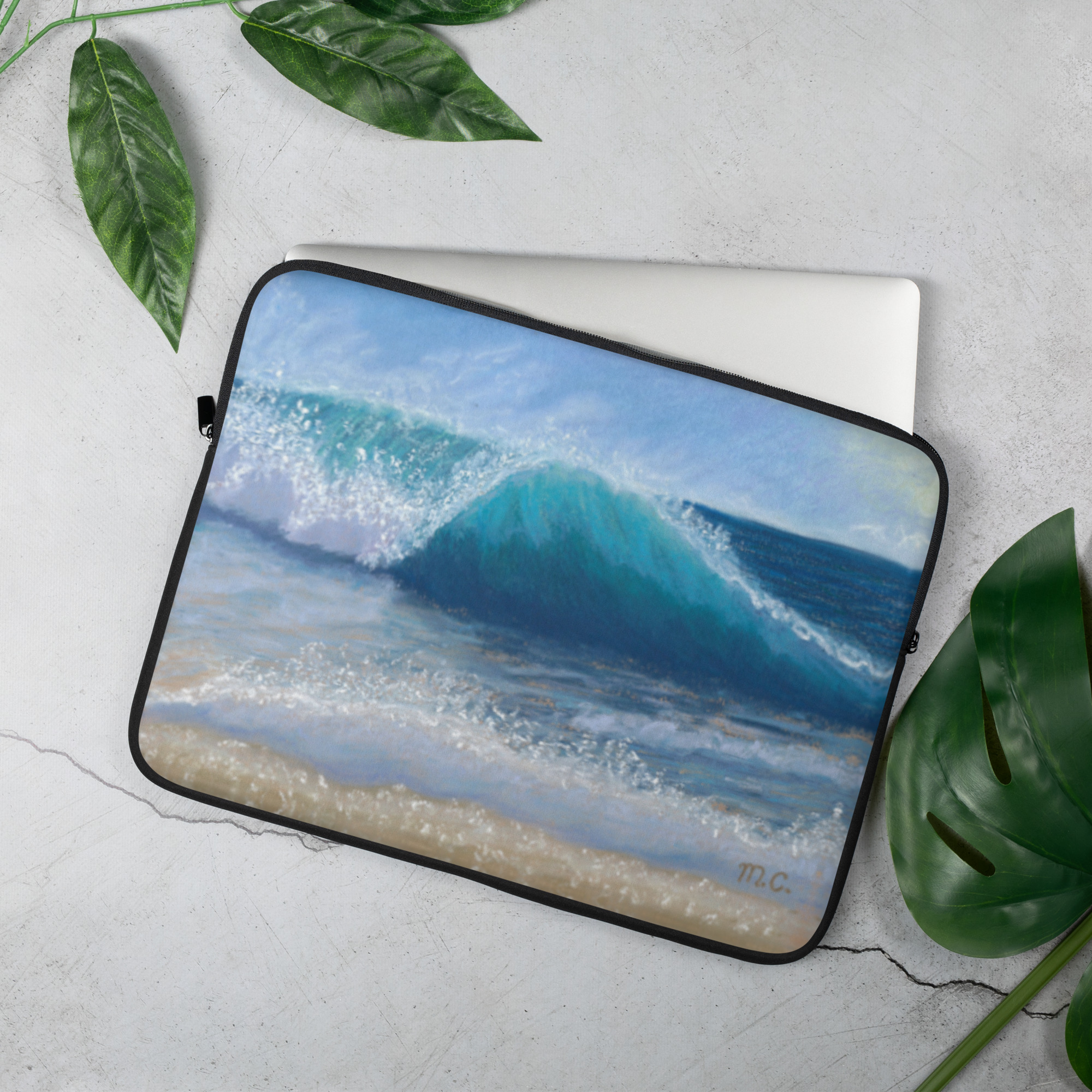 Wave of Comfort Pastel Painting Laptop Sleeve - Image 2