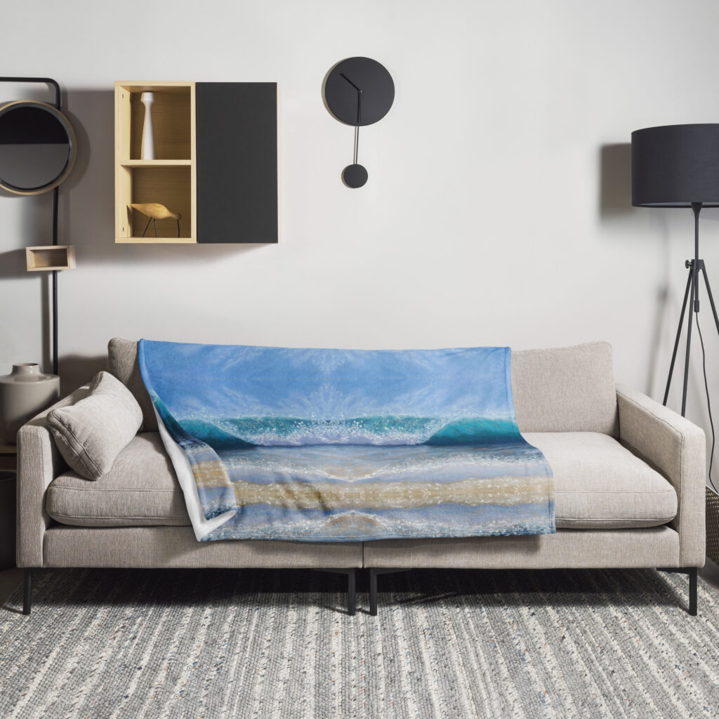 Wave of Comfort Pastel Painting Throw Blanket