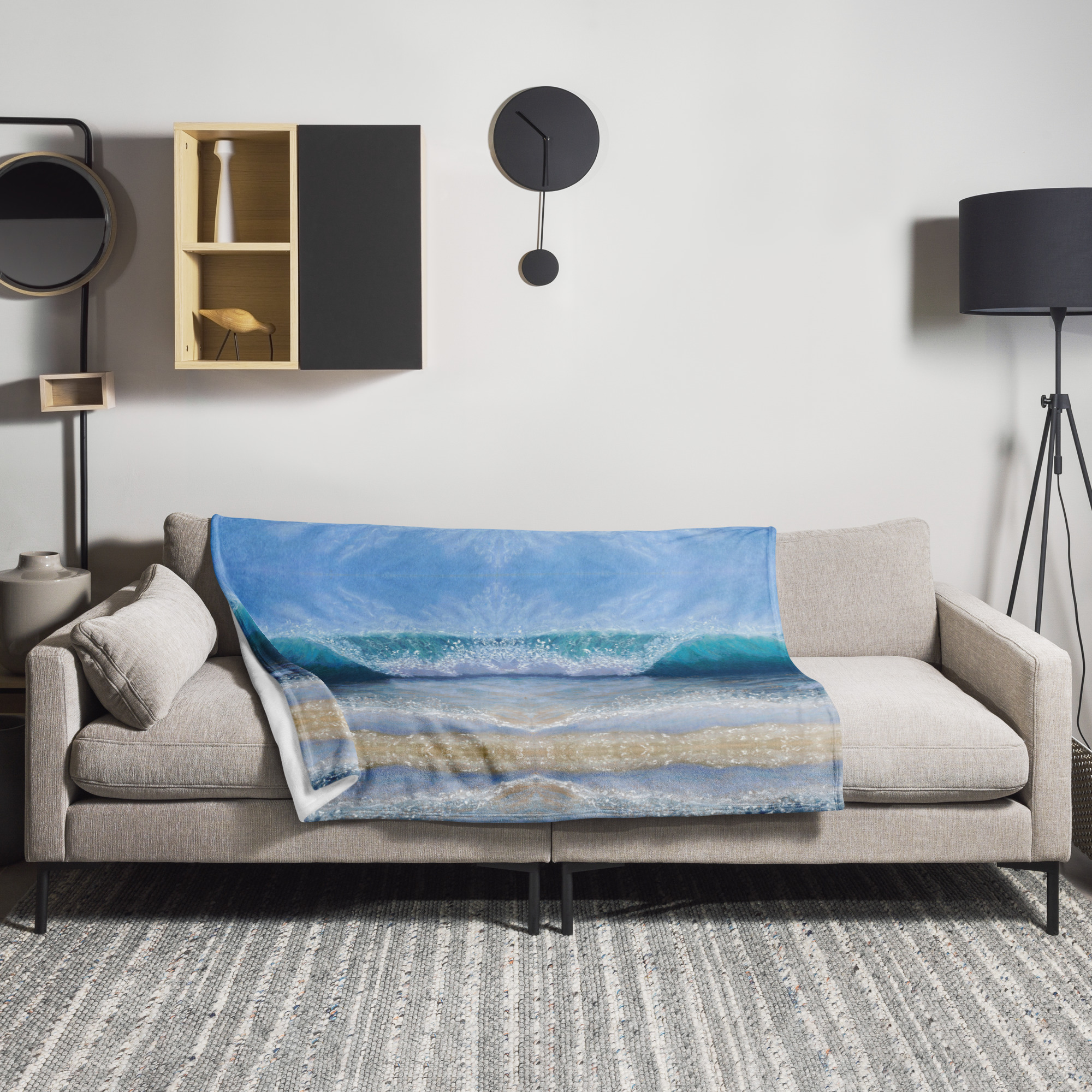 Wave of Comfort Pastel Painting Throw Blanket