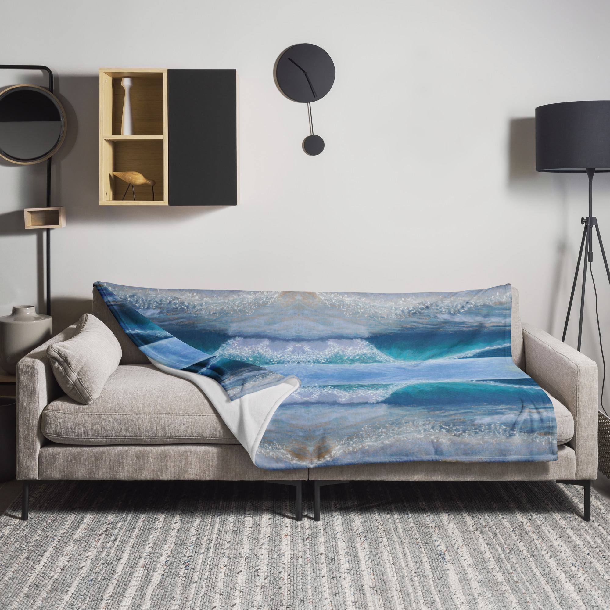 Wave of Comfort Pastel Painting Throw Blanket - Image 2