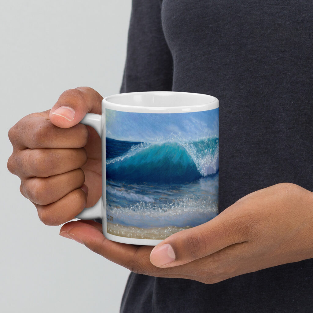Wave of Comfort Pastel Painting White Glossy Mug