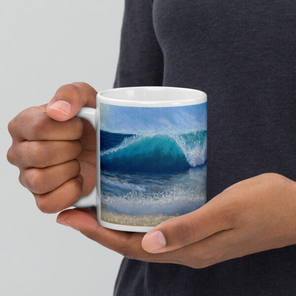 Wave of Comfort Pastel Painting White Glossy Mug